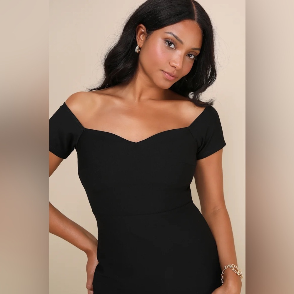 Lulus How Much I Care Black Off-the-Shoulder Midi Dress - Picture 8 of 11